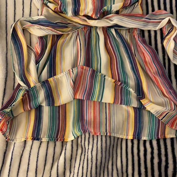 NWT Boutique Rainbow Stripe Adjustable Length Tie Mini Dress Size Small - Picture 3 of 11